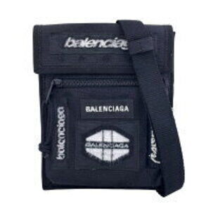 BALENCIAGA Explorer Shoulder Bag Nylon Canvas Pouch Distressed Strap AO